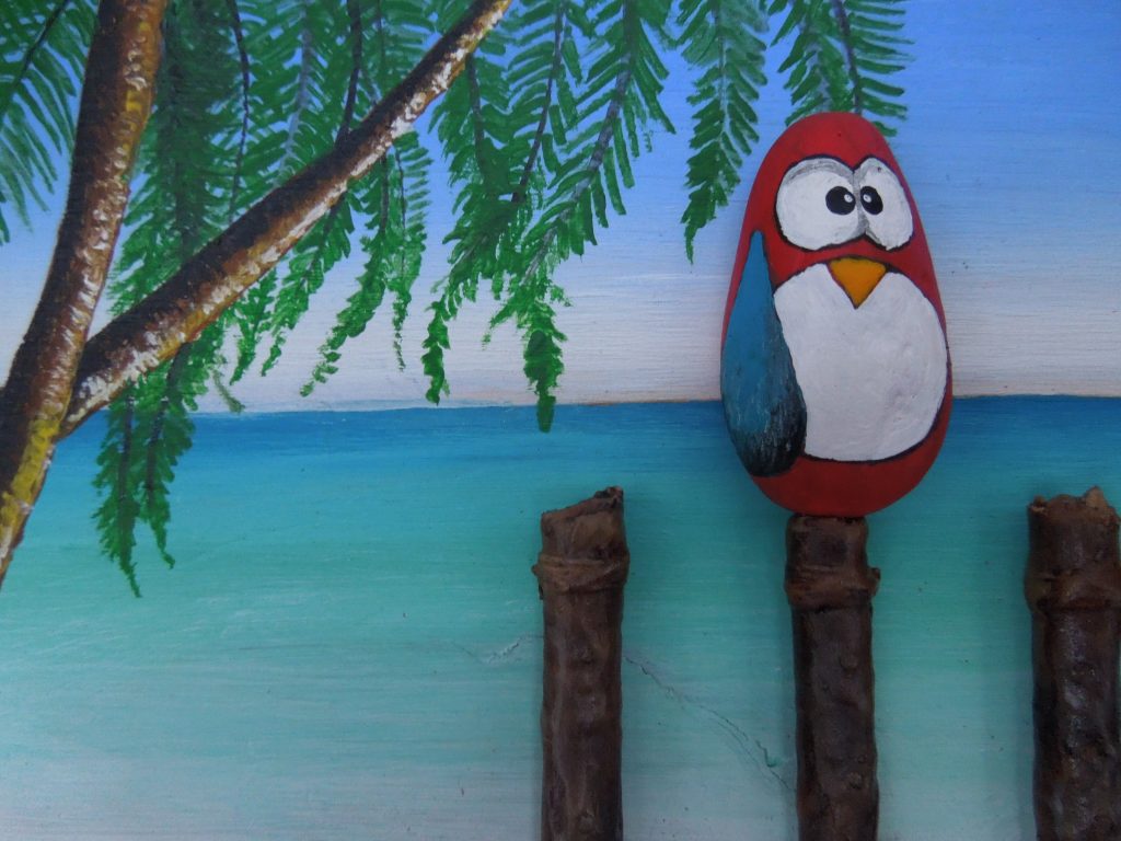 Llavero Playa Caraibica Pájaro Rojo